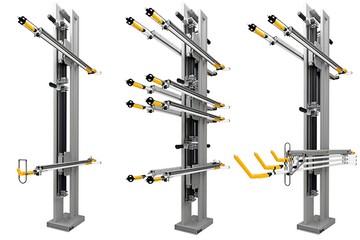 Three vertical axes ZS05 equipped with different vertical modules
