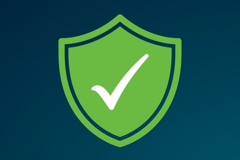 Green shield with check mark representing Gema sustainability, compliance and certification.