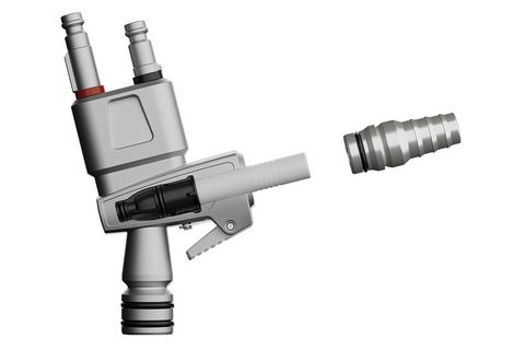 OptiFlow ProX injector maintenance cartridge Disassembled Gema OptiFlow ProX injector showing key components for quick maintenance, easy cleaning