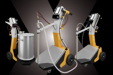 Gema OptiFlex Pro manual powder coating units with multiple feed options for consistent powder delivery and high-quality manual powder coating.
